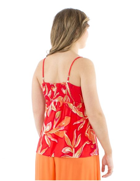 Top viscosa tirante espalda elastica estampado jade