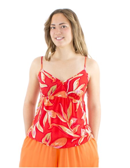 Top viscosa tirante espalda elastica estampado jade