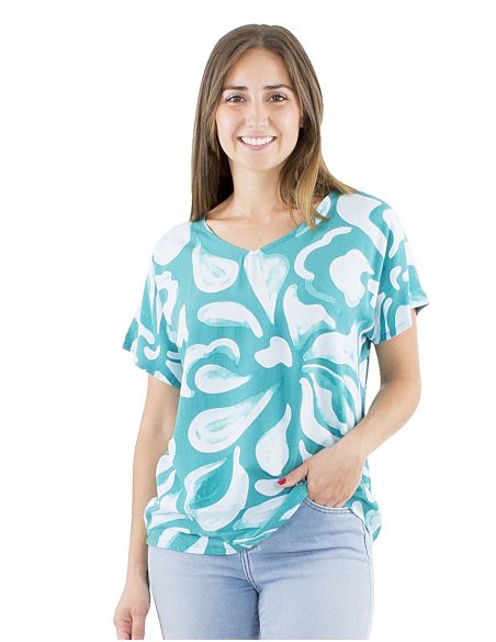 Blusa viscosa cuello v estampado rumba