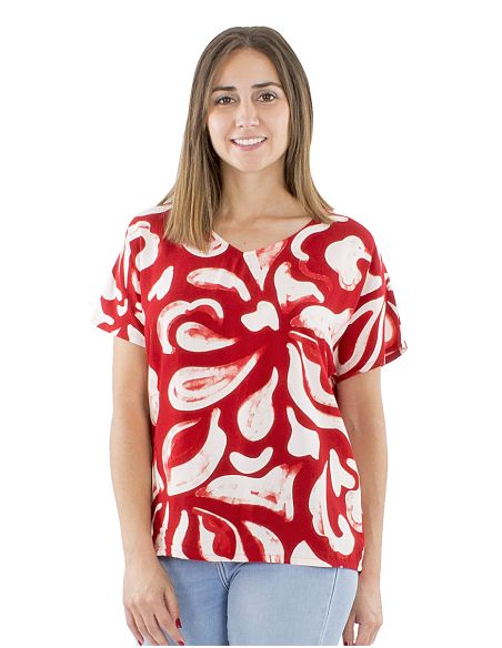 Blusa viscosa cuello v estampado rumba