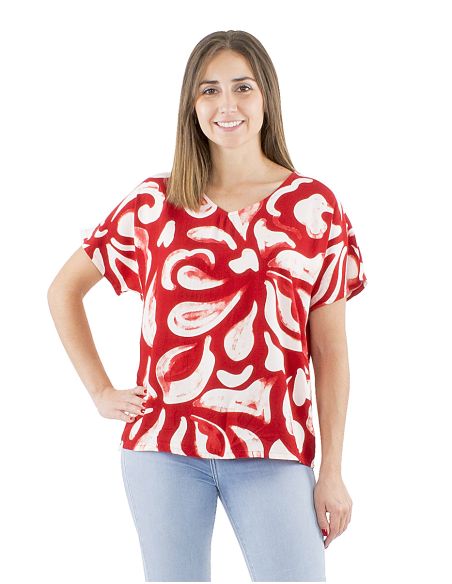 Blusa viscosa cuello v estampado rumba