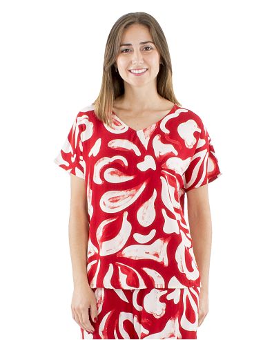 Blusa viscosa cuello v estampado rumba