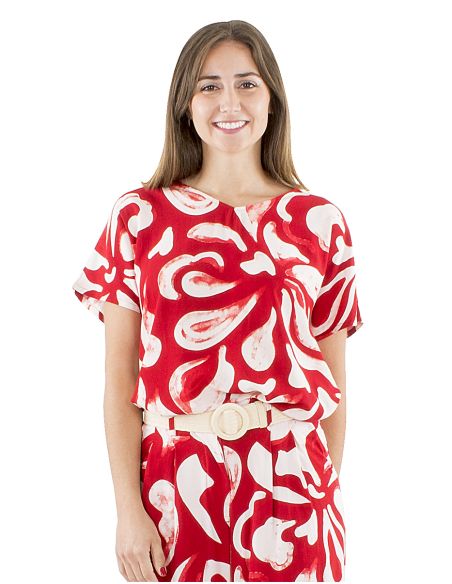 Blusa viscosa cuello v estampado rumba