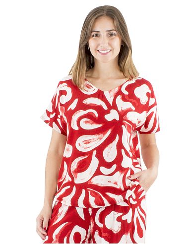 Blusa viscosa cuello v estampado rumba