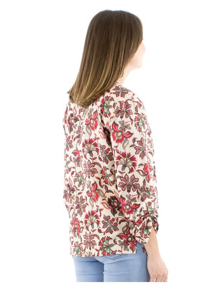 Blusa algodon mangas largas estampado iris