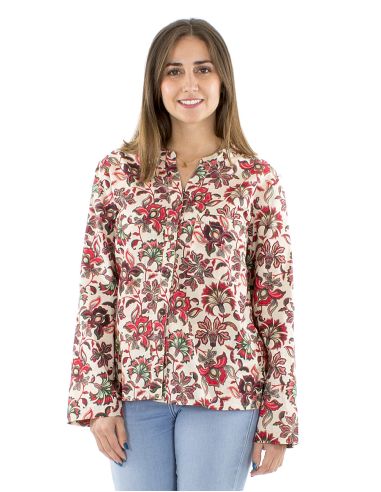 Blusa algodon mangas largas estampado iris