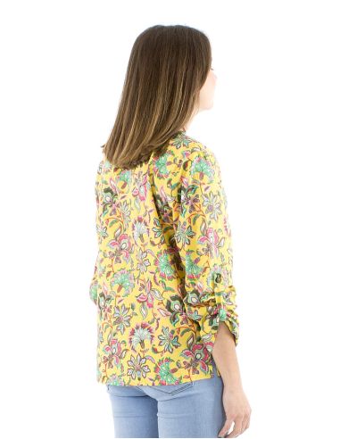 Blusa algodon mangas largas estampado iris