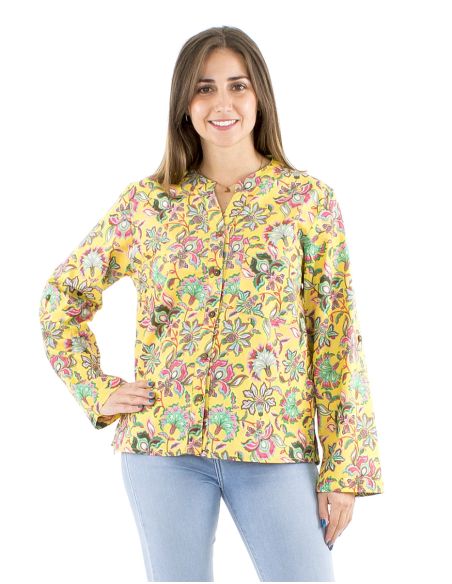 Blusa algodon mangas largas estampado iris