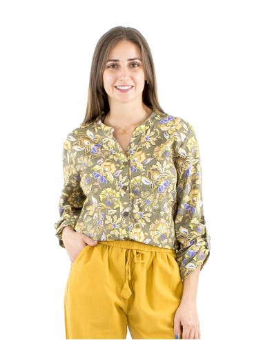 Blusa algodon mangas largas estampado iris
