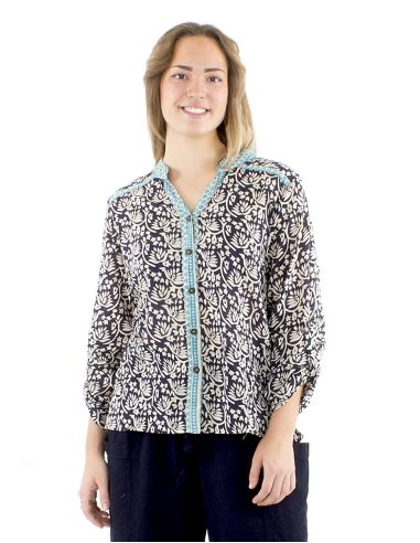 Blusa velo de algodon mangas largas abotonadablock