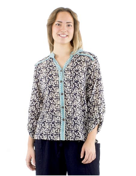 Blusa velo de algodon mangas largas abotonadablock