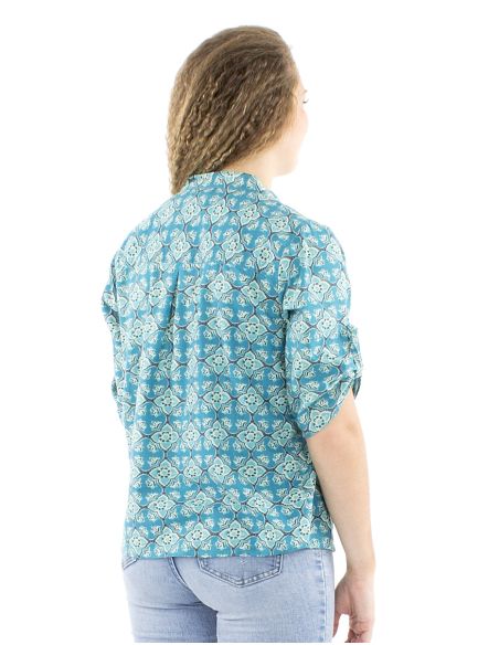 Blusa algodon block 3 botones mangas 3/4 estampado 3012