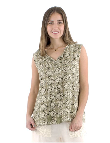 Camiseta sin mangas algodon block estampado 3012