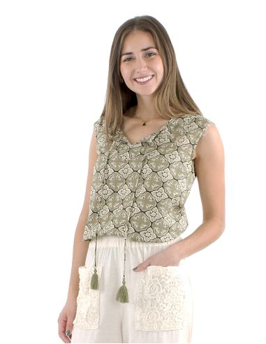 Camiseta sin mangas algodon block estampado 3012
