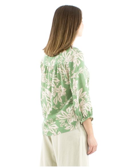 Blusa viscosa mangas 3/4 estampado althea