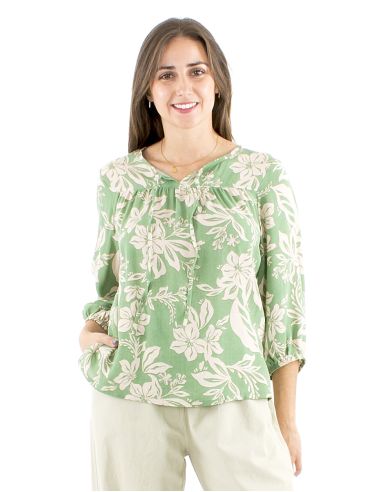 Blusa viscosa mangas 3/4 estampado althea