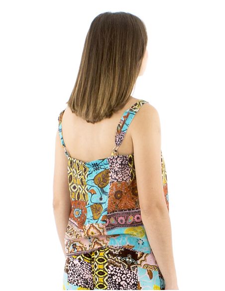 Top algodon velo tirantes estampado makala