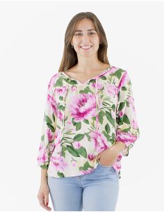 Blusa viscosa mangas 3/4 estampado poeny 2