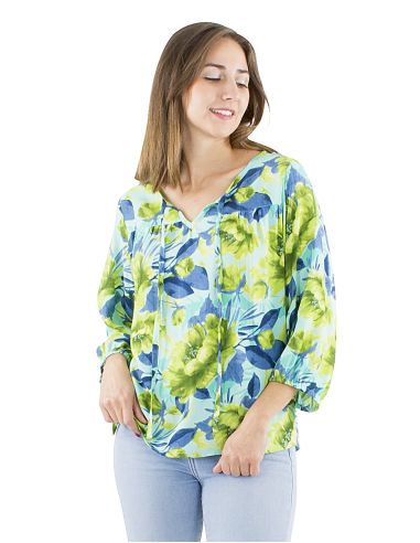 Blusa viscosa mangas 3/4 estampado poeny