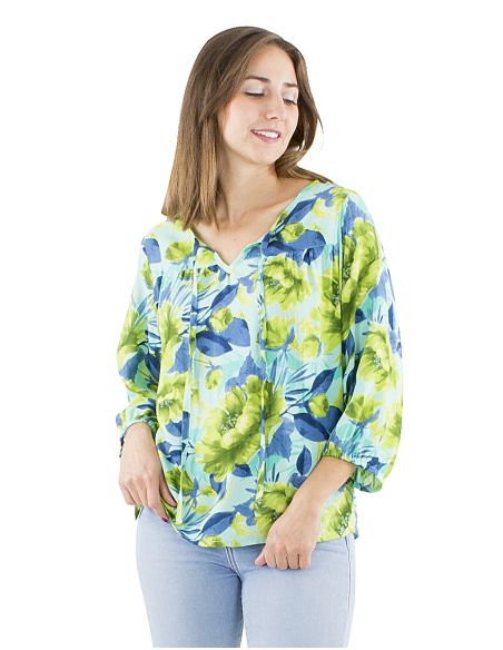 Blusa viscosa mangas 3/4 estampado poeny