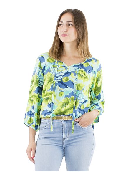 Blusa viscosa mangas 3/4 estampado poeny