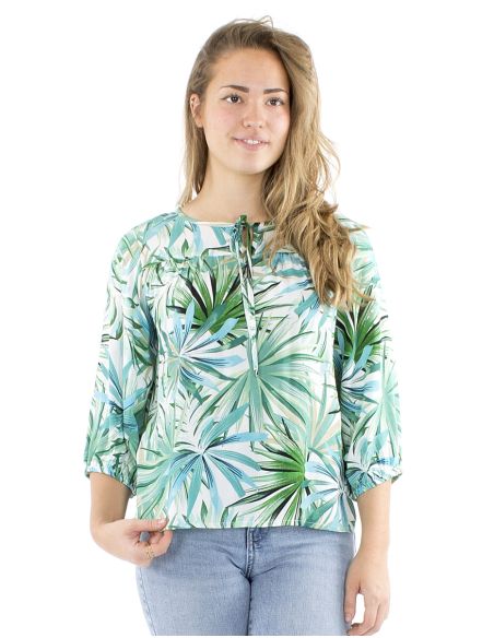 Blusa viscosa mangas 3/4 estampado palma