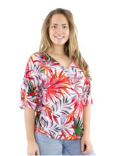Blusa viscosa cuello v estampado palma 2