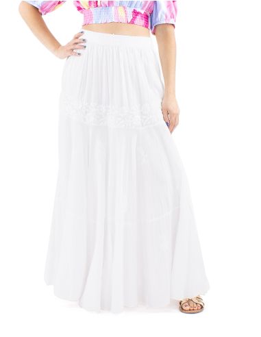 Falda algodon bordado mano doblada cintura elastica