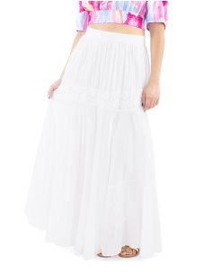 Falda algodon bordado mano doblada cintura elastica 2