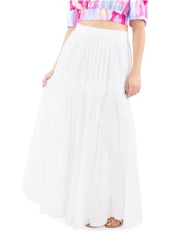 Falda algodon bordado mano doblada cintura elastica