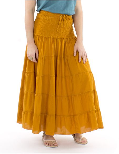 Falda larga algodon sw 90 cm elastica cintura lisa
