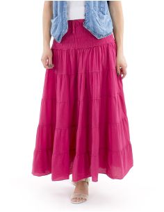 Falda larga algodon sw 90 cm elastica cintura lisa 2