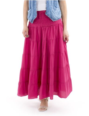 Falda larga algodon sw 90 cm elastica cintura lisa