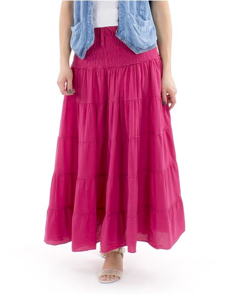 Falda larga algodon sw 90 cm elastica cintura lisa