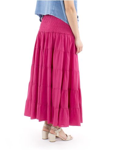 Falda larga algodon sw 90 cm elastica cintura lisa