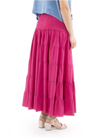 Falda larga algodon sw 90 cm elastica cintura lisa