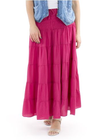 Falda larga algodon sw 90 cm elastica cintura lisa