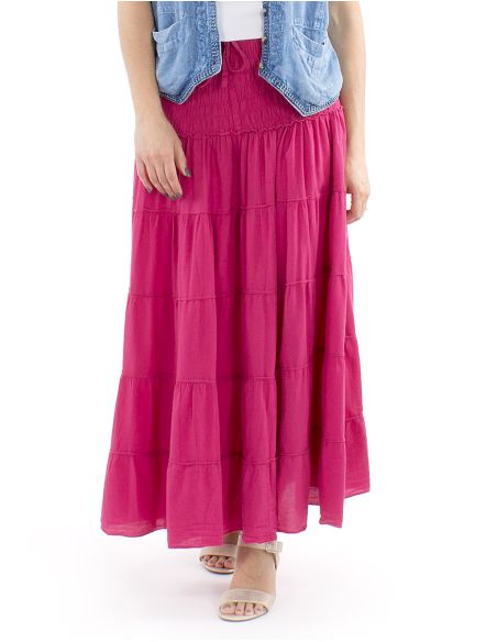 Falda larga algodon sw 90 cm elastica cintura lisa