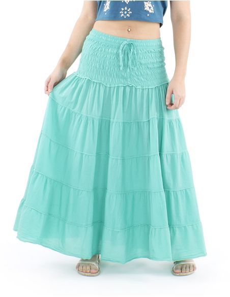 Falda larga algodon sw 90 cm elastica cintura lisa