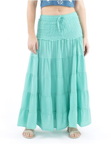 Falda larga algodon sw 90 cm elastica cintura lisa