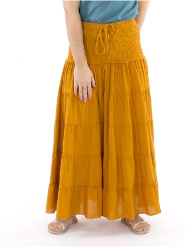 Falda larga algodon sw 90 cm elastica cintura lisa