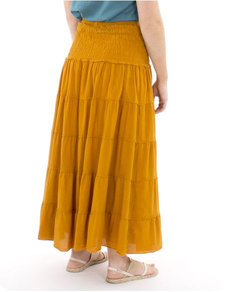 Falda larga algodon sw 90 cm elastica cintura lisa