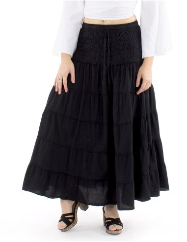 Falda larga algodon sw 90 cm elastica cintura lisa