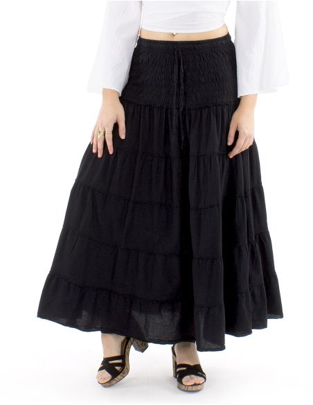 Falda larga algodon sw 90 cm elastica cintura lisa