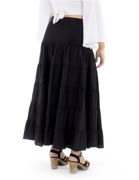 Falda larga algodon sw 90 cm elastica cintura lisa