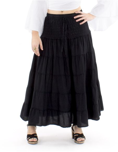Falda larga algodon sw 90 cm elastica cintura lisa