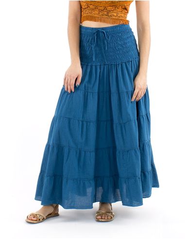 Falda larga algodon sw 90 cm elastica cintura lisa