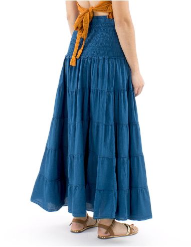 Falda larga algodon sw 90 cm elastica cintura lisa