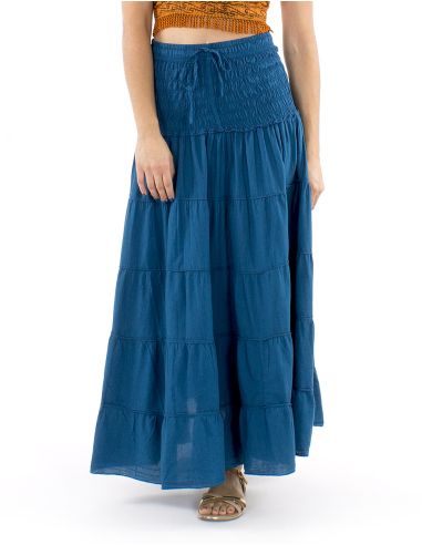 Falda larga algodon sw 90 cm elastica cintura lisa