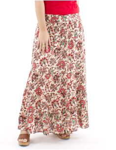 Falda viscosa larga 1/2 elastica cintura estampado iris